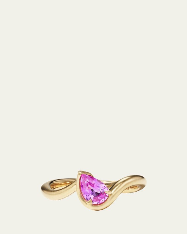BB Thelma Power Pinky Ring in 14K Gold and Pink Sapphire